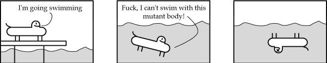 Mutant Dog Goes Swimming